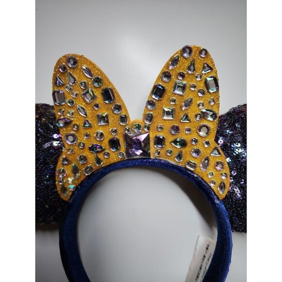 2021 Walt Disney World Parks 50th Anniversary blue Sequin Minnie Mouse Ears - Picture 2 of 6